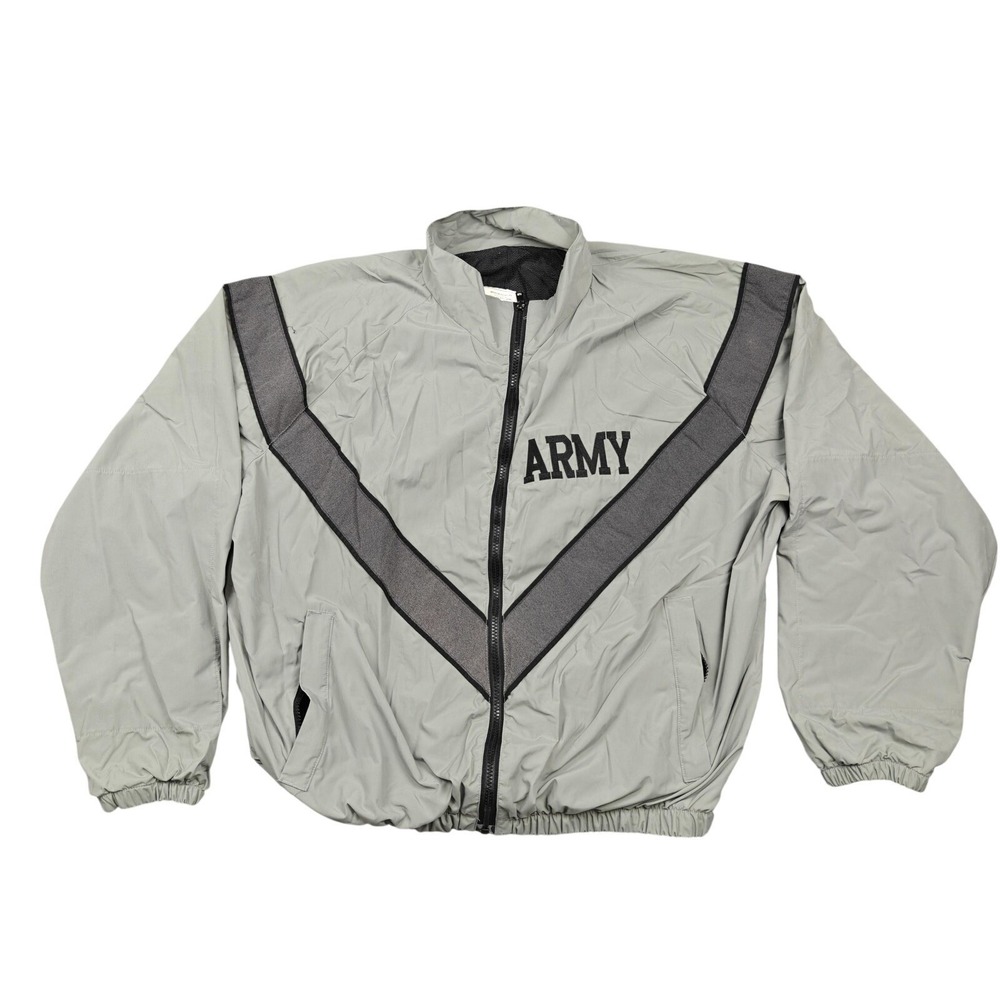 UNICOR IPFU Jacket Mens Medium Gray Army Reflective Windbreaker Full Zip